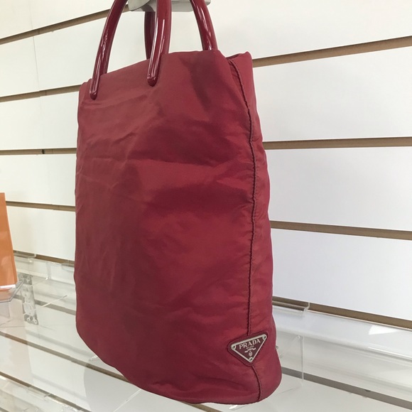 PRADA MEDIUM TOTE BAG RED NYLON VGC FINAL SALE - Picture 3 of 8